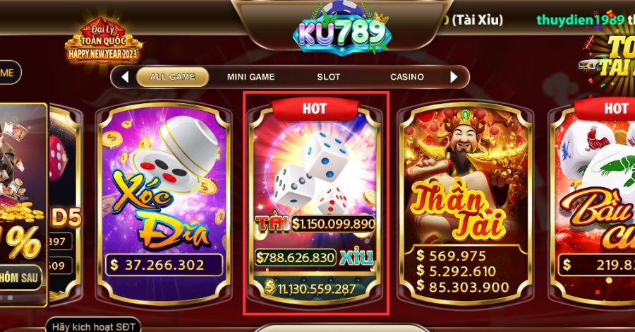 Cách chơi Tài Xỉu bản mini game tại KU789