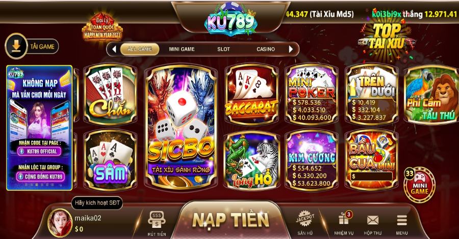 Giới thiệu giao diện game Rồng Hổ Ku789 Giới thiệu giao diện game Rồng Hổ Ku789