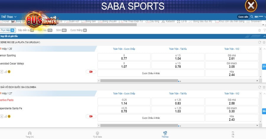 Sảnh cược SABA Sport hấp dẫn với hệ thống tích hợp công nghệ hiện đại